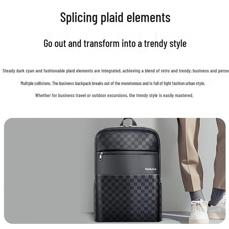 Lenovo thinkplus Plaid Anti-Theft Laptop Backpack