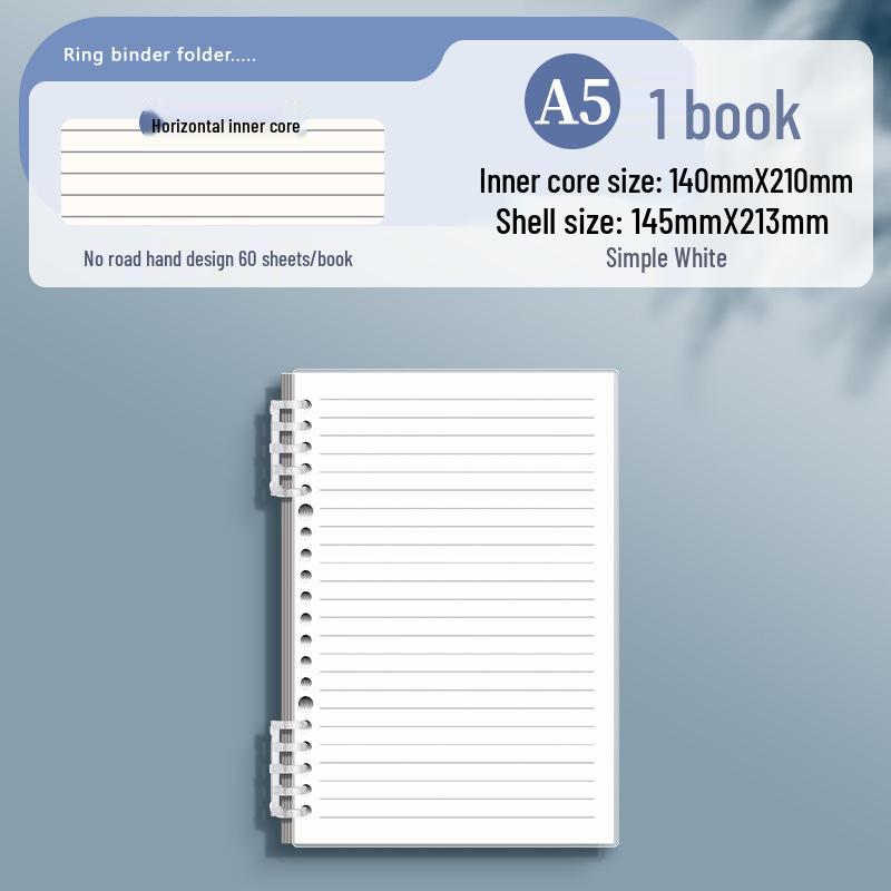 Ergonomic Transparent B5 Loose-Leaf Notebook for High School Students - Detachable A5 Square Grid, High Quality