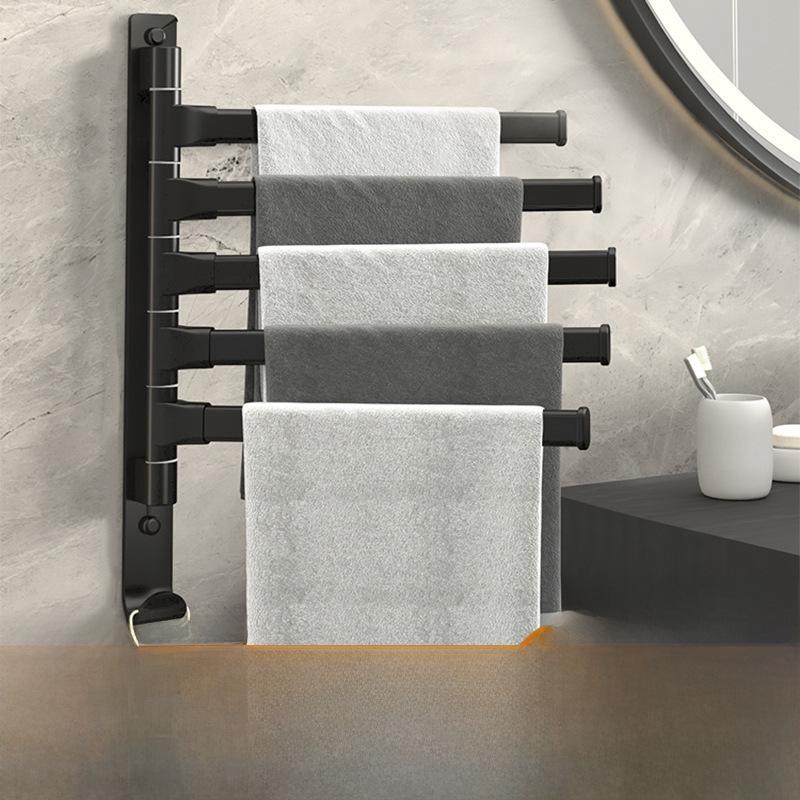 Punch-Free Foldable Bathroom Towel Rack with Multi-Pole Rotation