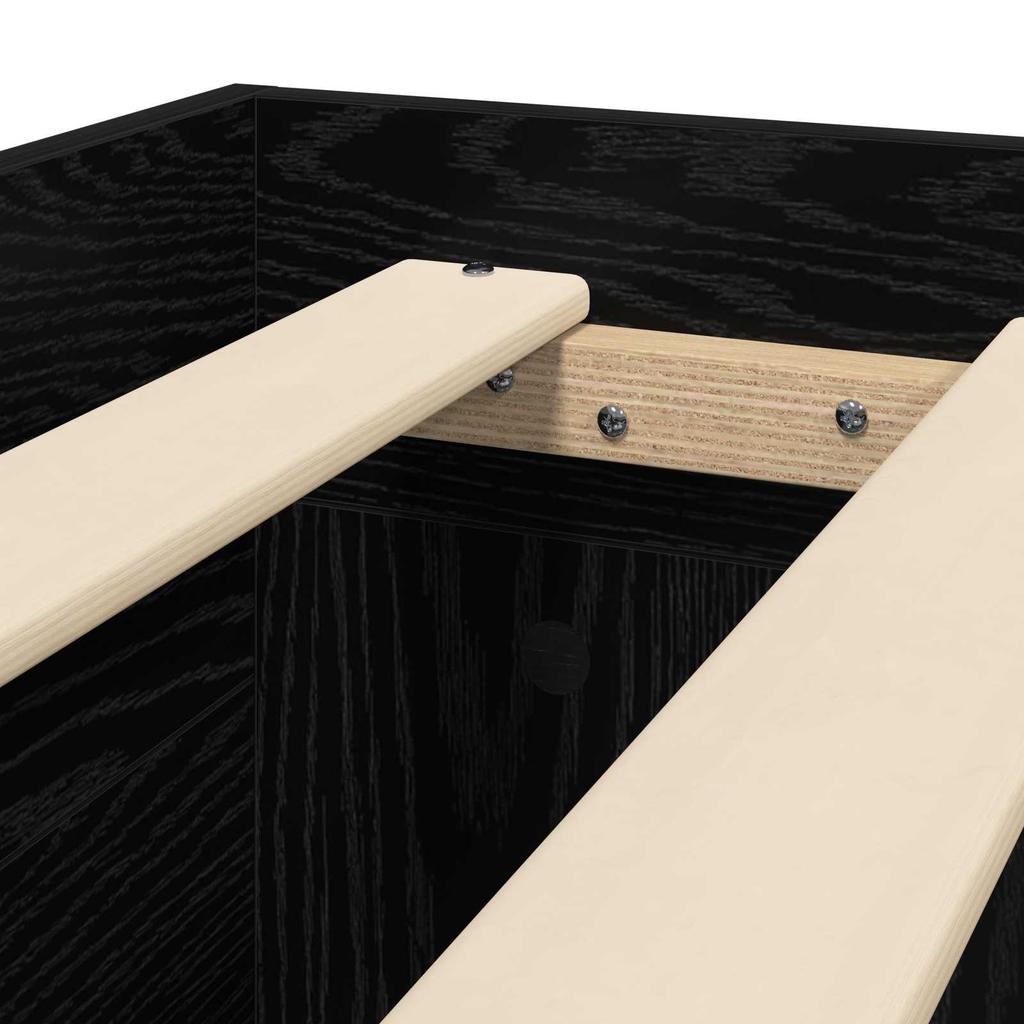 Bed Frame with Storage and Shelf Black Oak 80 x 200 cm