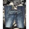 ZYLLO Y2k American Pocket Embroidered Sequin Jeans Harajuku Retro Blue Loose Jeans New Fashionable High Waisted Slim Fit Flared Pants