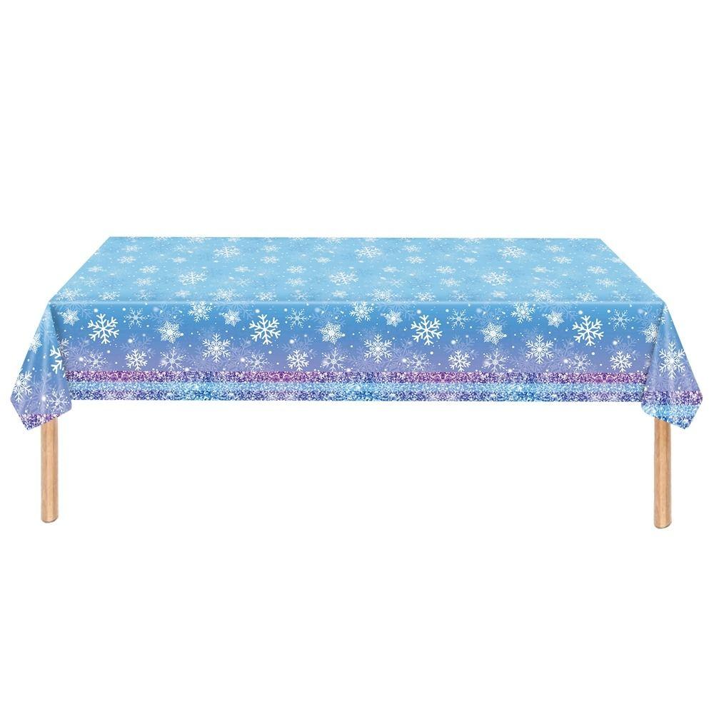 Plastic Christmas Tablecloth Snowman Snowflake Disposable Disposable Tablecloths Table Decoration Bronzing Table Cover Christmas