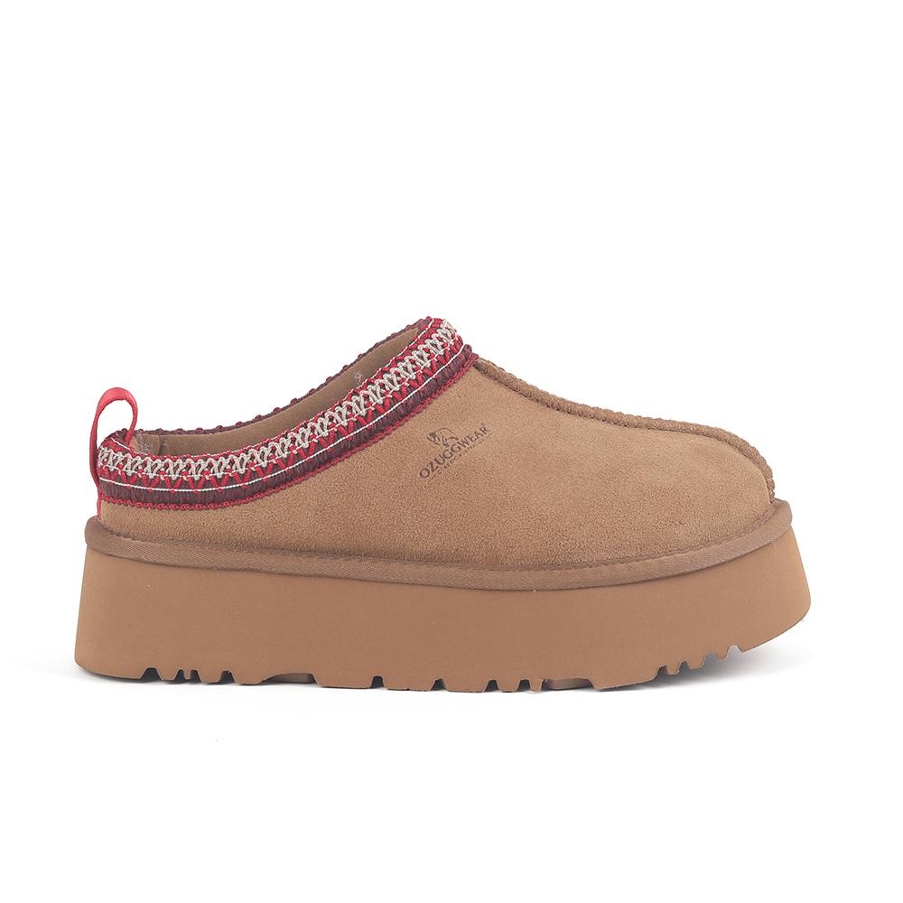 Oz Ugg Wear Adult Sydney Platform Slippers Chestnut Red