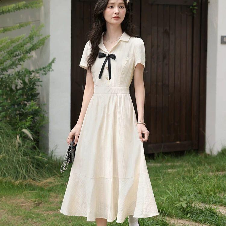 Elegant Summer Women s Slimming Waist-Cinched Long Dress S