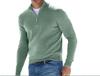 2023 Autumn Men's Long Sleeve V-Neck Wool Plush Polo Shirt