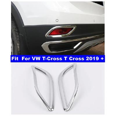 Car Chrome Rear Bumper Fog Lights Lamps Decoration Frame Cover Trim Fit For VW T-Cross T Cross - Accessories Exterior