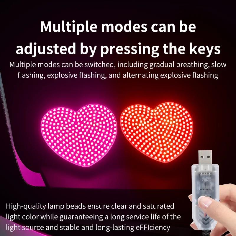 Car mounted LED ambient light, car window heart decoration light, car rear window heartbreak warning light Accessories
