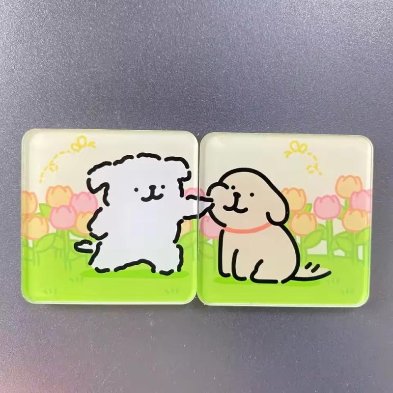 2Pcs Cute Lover Dog Jigsaw Refrigerator Magnets Cartoon Fridge Blackboard Whiteboard Photo Message Magnets Decorative