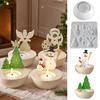 Christmas Series Candle Holder Silicone Mold DIY Plaster Pouring Round Scented Candle Cup Christmas Tree Angel Insert Base Craft