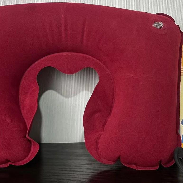 Inflatable U-Shaped Neck Pillow for Travel and Camping - Mouth-Blow, Multi-Functional, and Foldable
