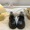 Black Thick-soled Heightening Lace-up Small Leather Shoes for Women In Autumn and Winter 2025, New Retro British Versatile Velvet Single