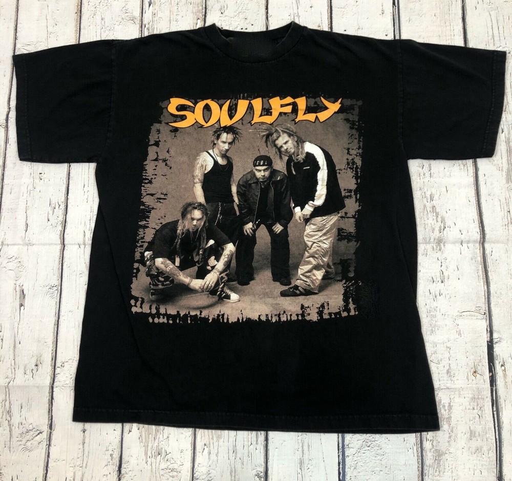 Винтажная футболка Soulfly Your Tribe Our Tribe Хлопок Черный Полный Размер Унисекс C261 Унисекс Футболка S