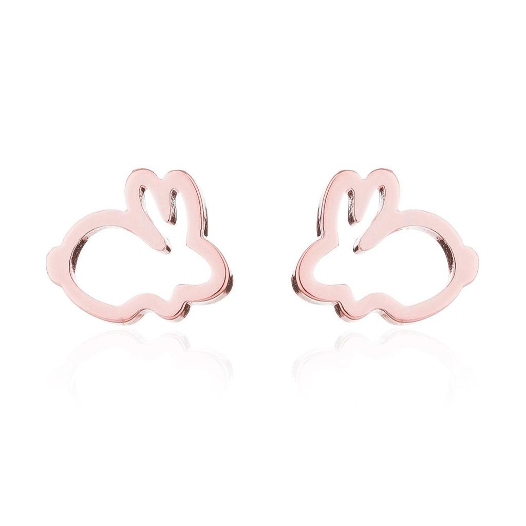 Korean Fashion Hollow Rabbit Earrings - Stainless Steel for Women