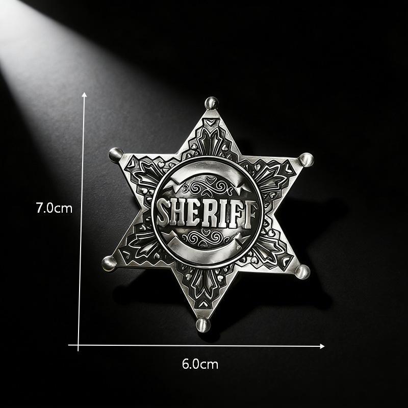 Vintage Zeshoekige Metalen Sheriff Badge Broche