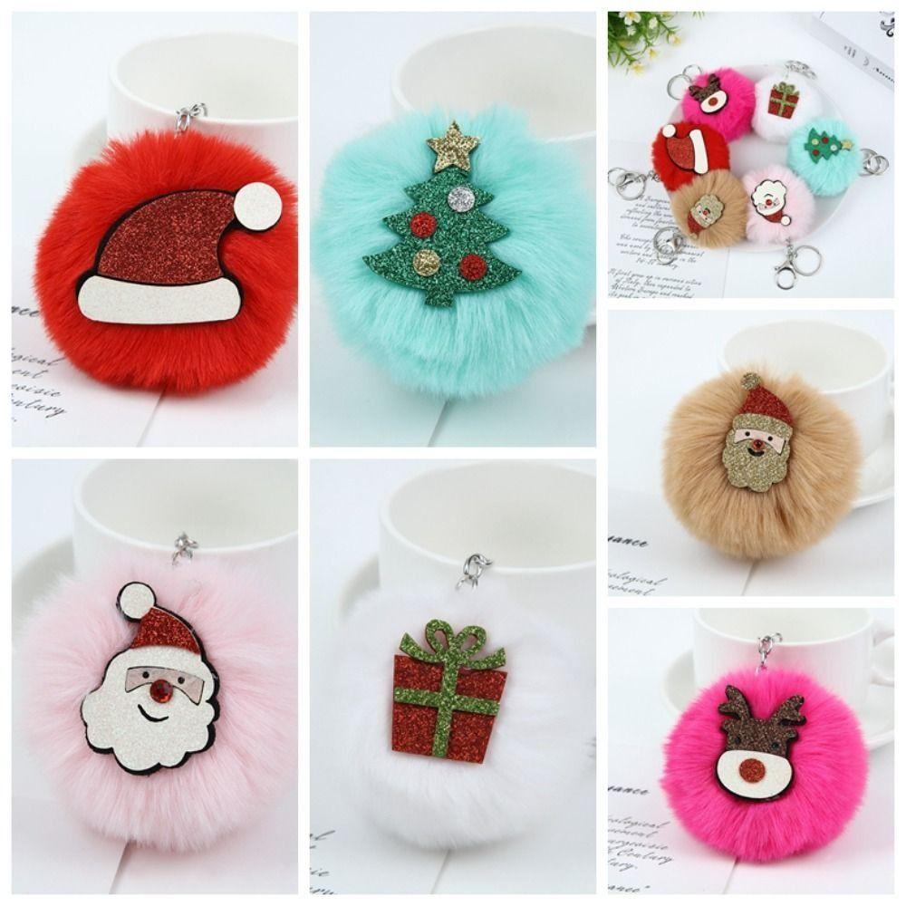 Christmas Plush Coal Ball Keyring Small Coal Ball Kawaii Christmas Keychain Car Keychain