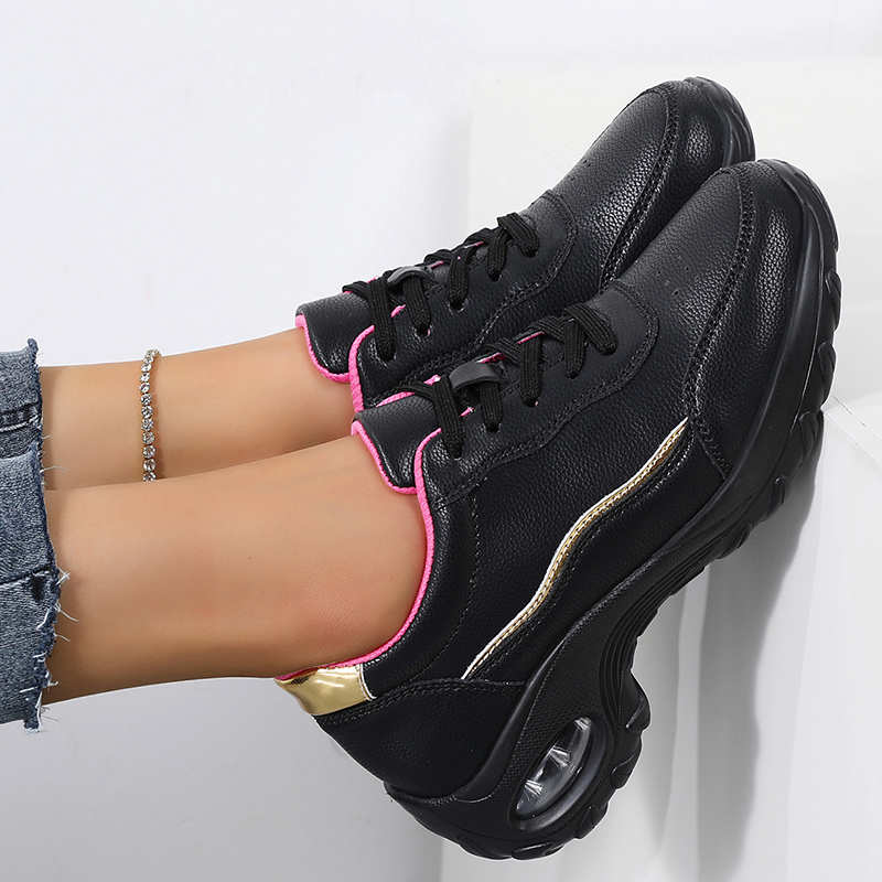 Fashion High Sole PU Leather Woman Breathable Shoes Women's Luxury Flat Women's Sneakers On Offer Sport Top Comfort Tenisky Bascket