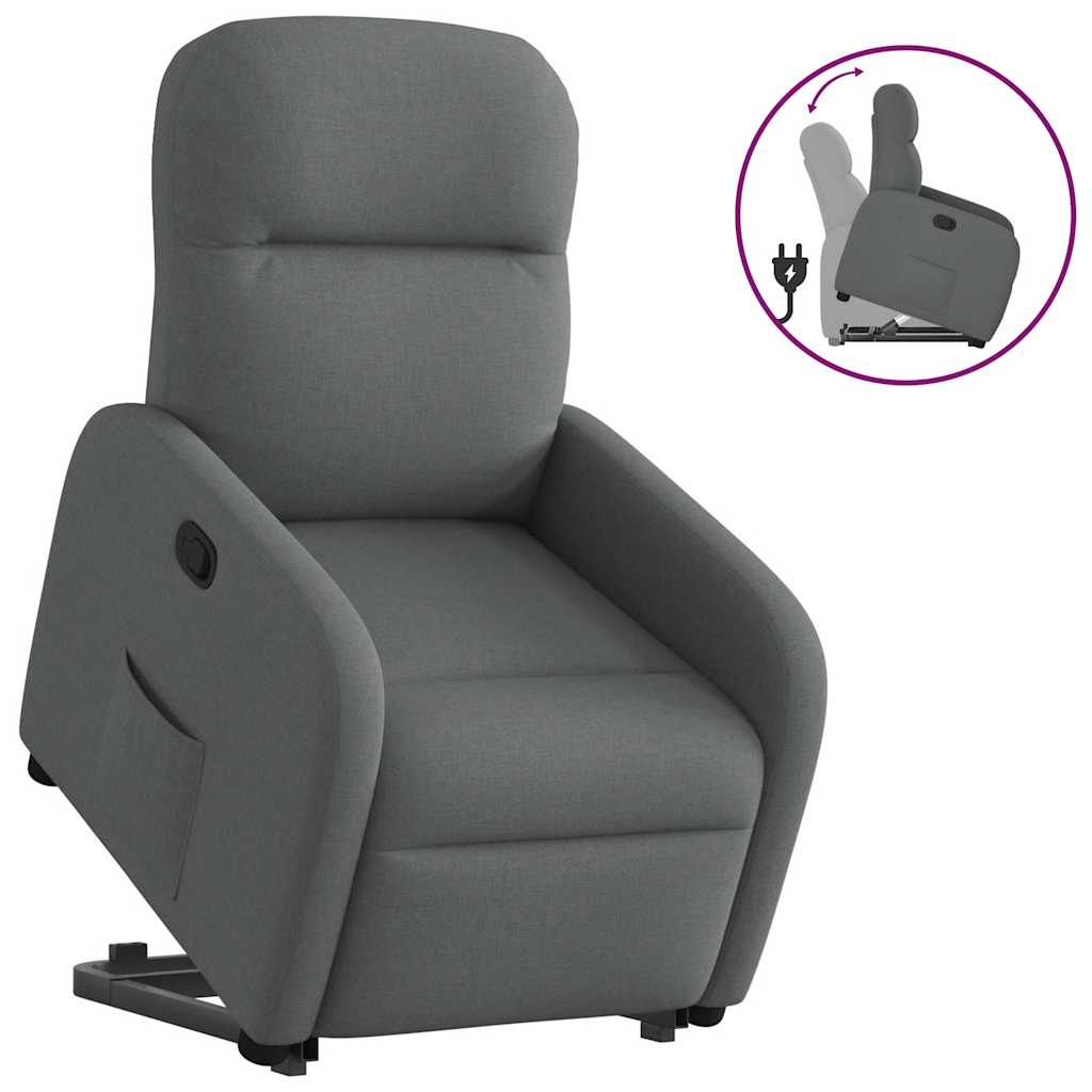 Vidaxl Lift and Tilt Recliner, Dark Grey, Fabric Upholstered