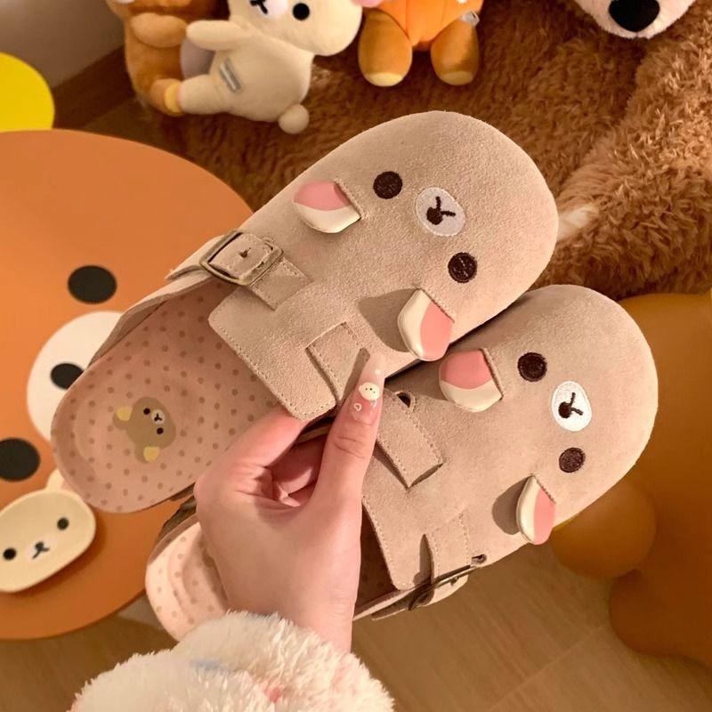 Easy bear baotou half-drag women's spring new heightened thick bottom heightened lazy baotou slippers