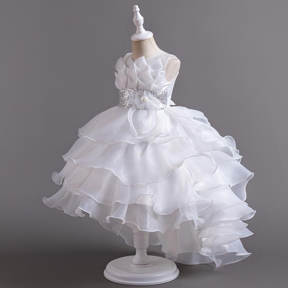 Girls Dress Flower Girl Tail Dress Organza Cake Princess Child Dress Wedding Pom Pom Dress  Little Girl's Favourite Dress Dresses