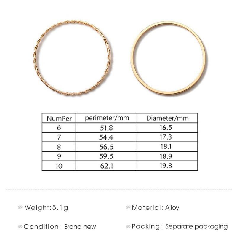 2 Pcs/set Metal Plating Ring Temperament Simple Joint Ring Female Bridal Sets Ring Fine Tail Ring