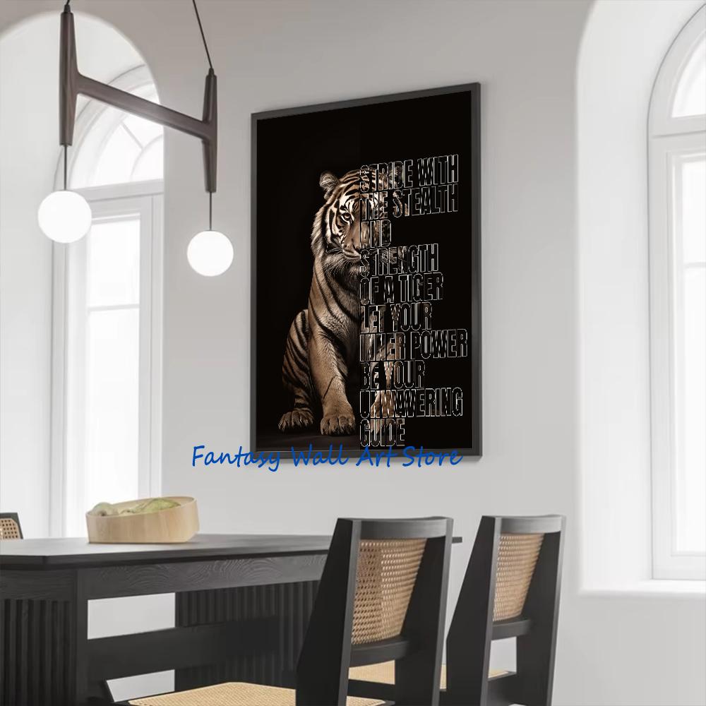 Animale Citat Motivațional Leu Tigru Panda Elefant Înțelepciune Motivație Poster Inspirat Pictură pe Pânză Imagini de Perete Decor Acasă