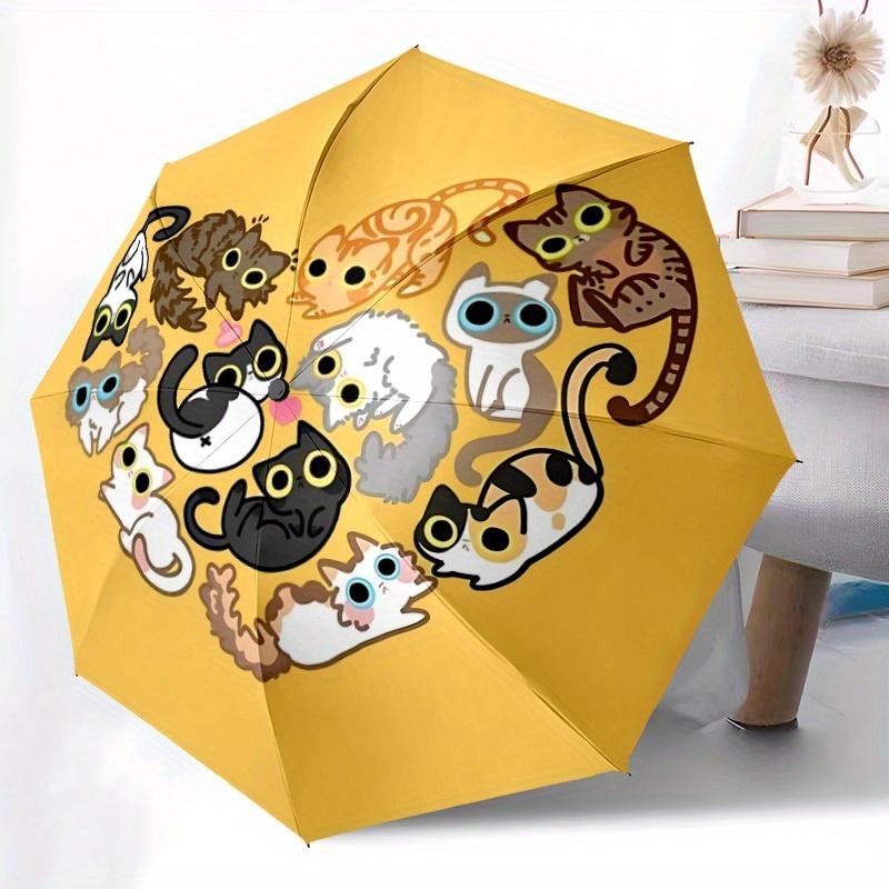 1pc Cat Love Automatic Open/Close Umbrella, Portable Folding Umbrella for Travel, Themed Events, It is suitable as a gift for various festivals, Outdo
