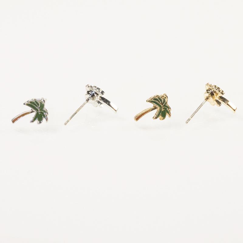 S925 Silver Needle Coconut Tree Soda Summer Small Fresh Simple Personality Trend Drip Oil Earrings Earrings Women's