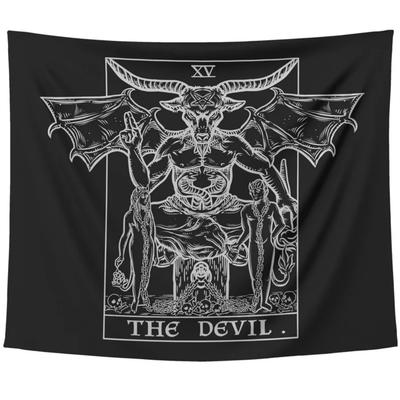 The Devil Tarot Card Tapestry Baphomet Wall Hanging Satanic Wall Decor Witchcraft Home Decor Gothic Wall Art Halloween Decor