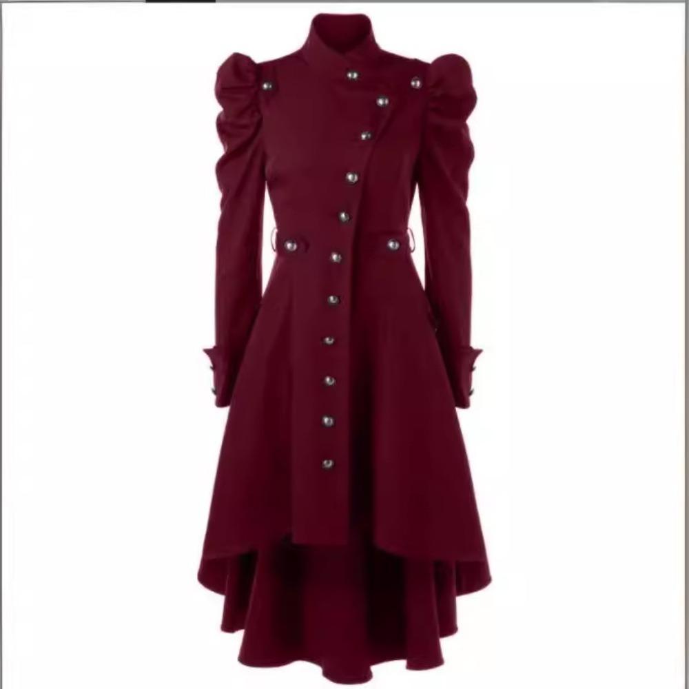Damen Kleid mit Rollkragen und langen Ärmeln im viktorianischen Stil Gothic Vintage A-Linien-Mantel