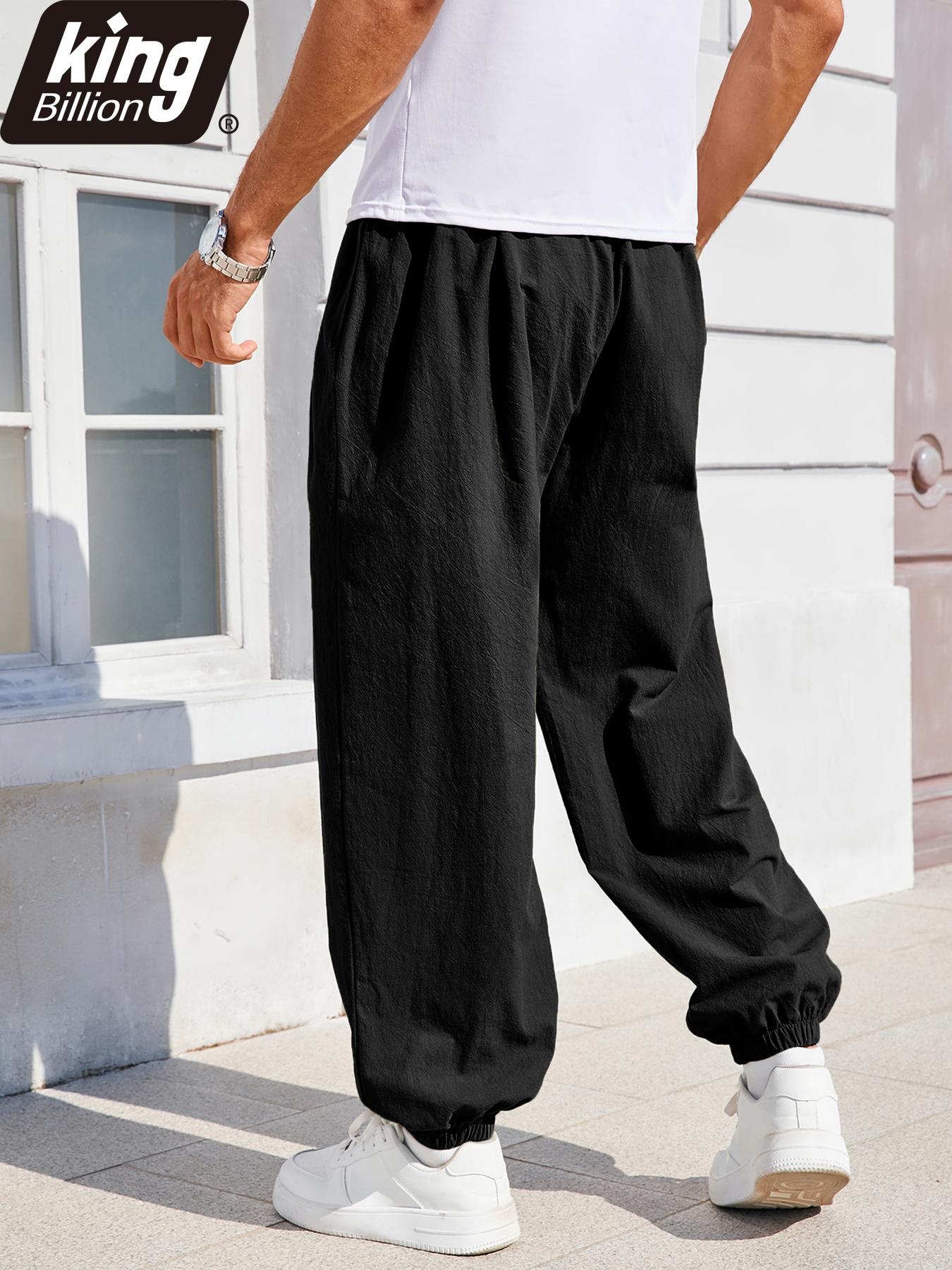 

Men s Casual Harem Pants Ankle Cuffed Solid Color Loose Fit Oversize Drawstring Elastic Waist Streetwear Hip Hop Trendy Trousers S чёрный