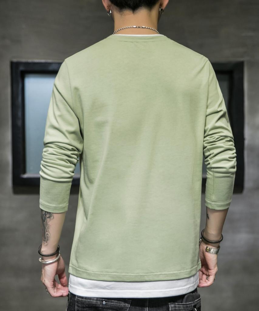 SHANLIANG Long Sleeve Solid Layered Plus Loose Soft To the Elegant Long Popular Cut and Sew Men's T-Shirt, Color, Look, Sizes, Fit, Touch, Stylish,