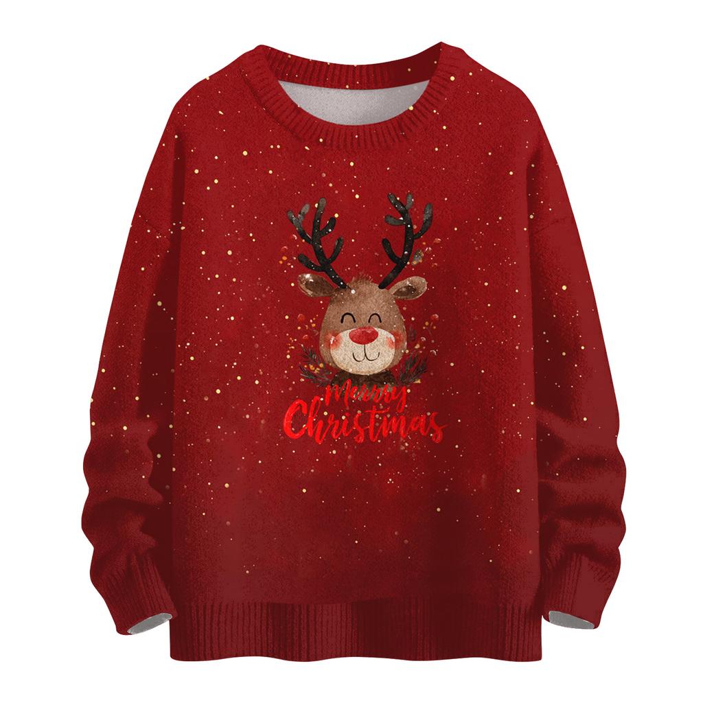 Women's Casual Long Sleeve Woolen Christmas Sweatshirt Fall  Vacation Long Sleeve Pullover
