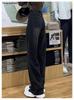 Damen Jeans mit weitem Bein, schwarz, fleecegefüttert, Winter, bodenlang, Übergröße, High-Waist für Birnenformen