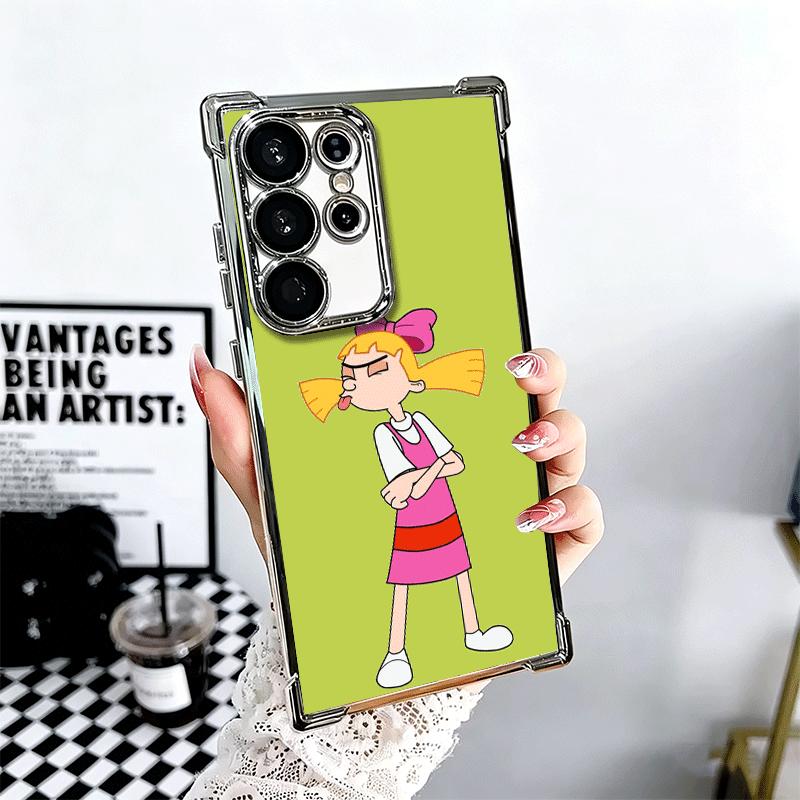 Cartoon Hey Arnold Helga Galvanisiert Handyhülle Für Samsung Galaxy S24 S25 FE S26 Edge S23 Ultra S22 S21 Plus S20 Anti-Fall Airbag