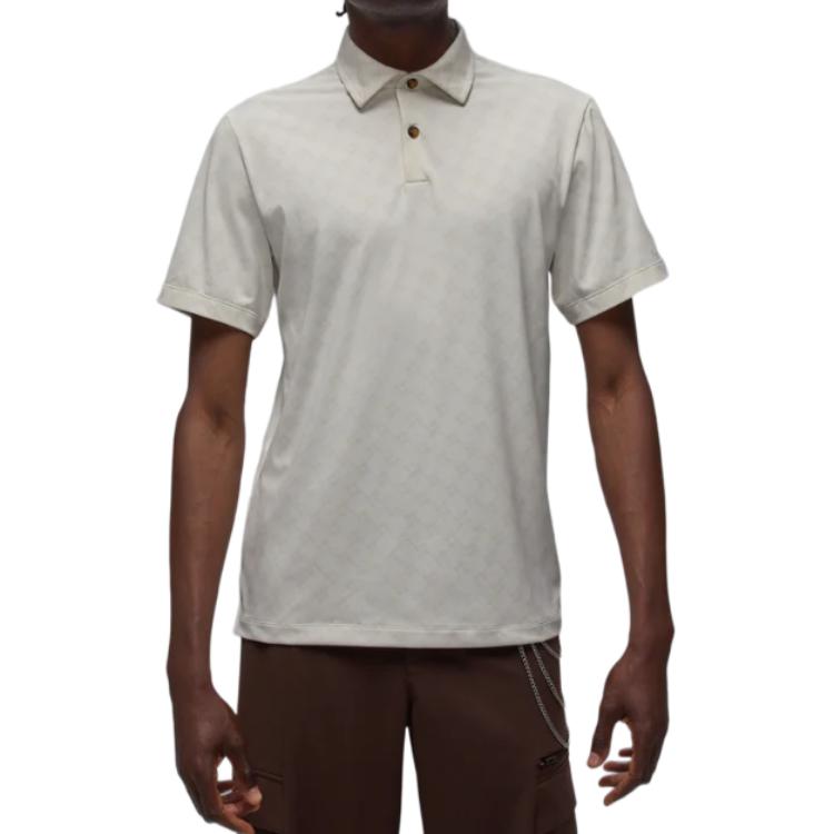 Jordan Logo Pattern Printed Short Sleeve Polo Shirt Men tops White HV1155-030