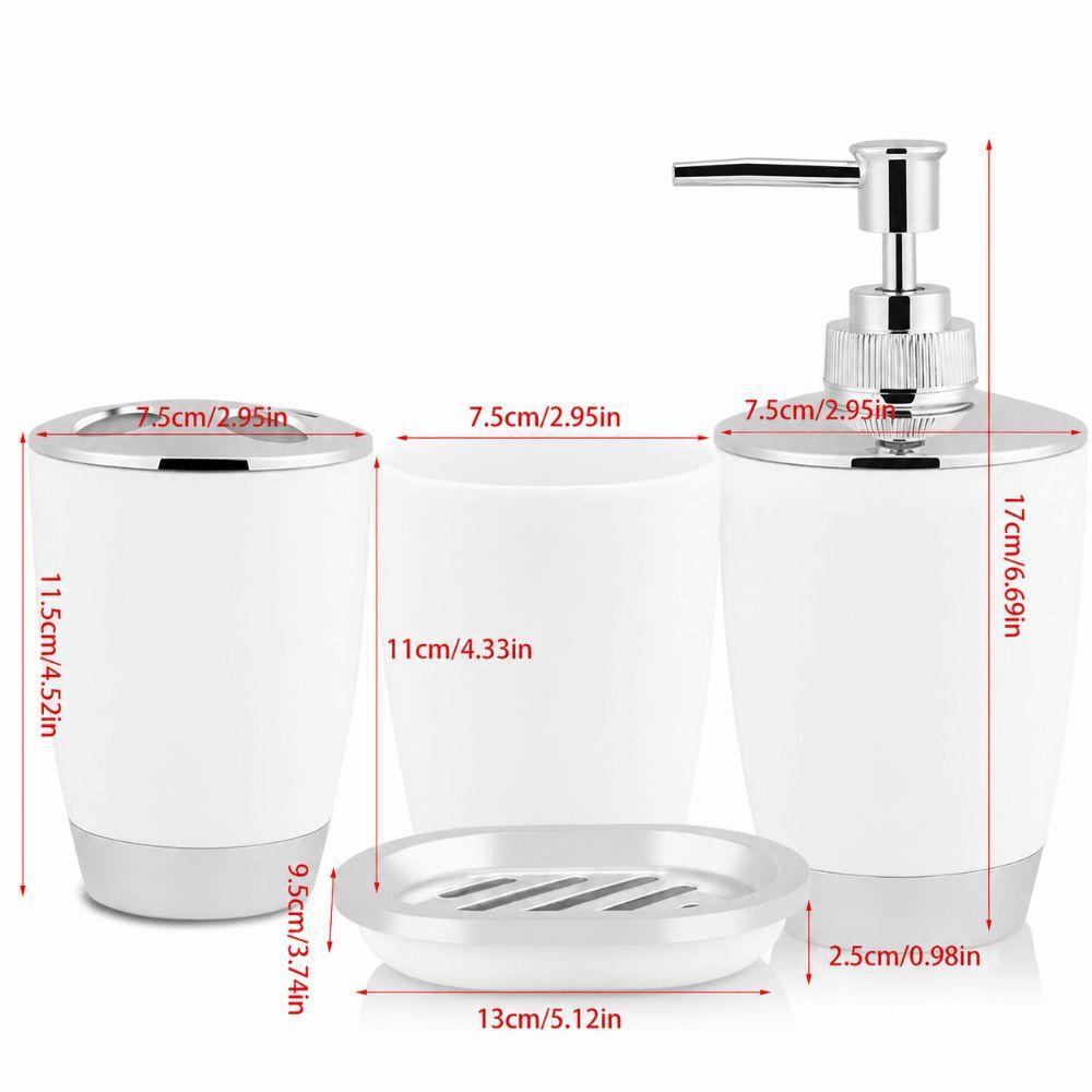 4 Piece Includes Cup Toothbrush Holder Soap Dish Bathroom Accessories Set Home Storage