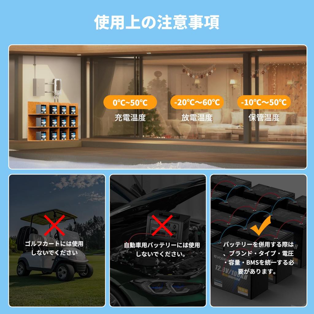 1280Wh Lithium-Eisenphosphat 1280W Ausgang 100Ah Lang 100A BCI Gruppengröße Kompakt und Ideal für Stromausfall Tragbare Stromversorgung Leki Air Enthält Japanisch