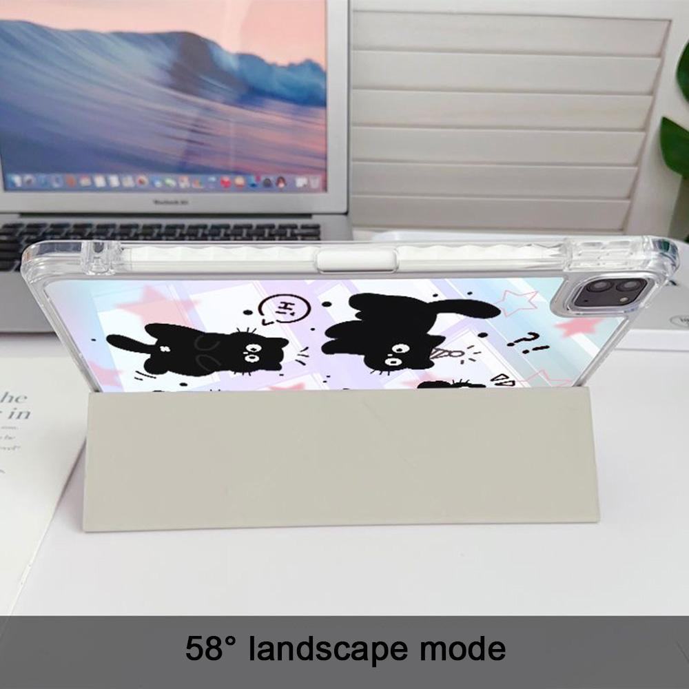 Cute Kitty Y-fold  Stand Cover with Pencil Slot for iPad Pro11 Pro13 Flip Magnetic Folding Stand Cover for Mini 7 Air 5 High Clear Cover