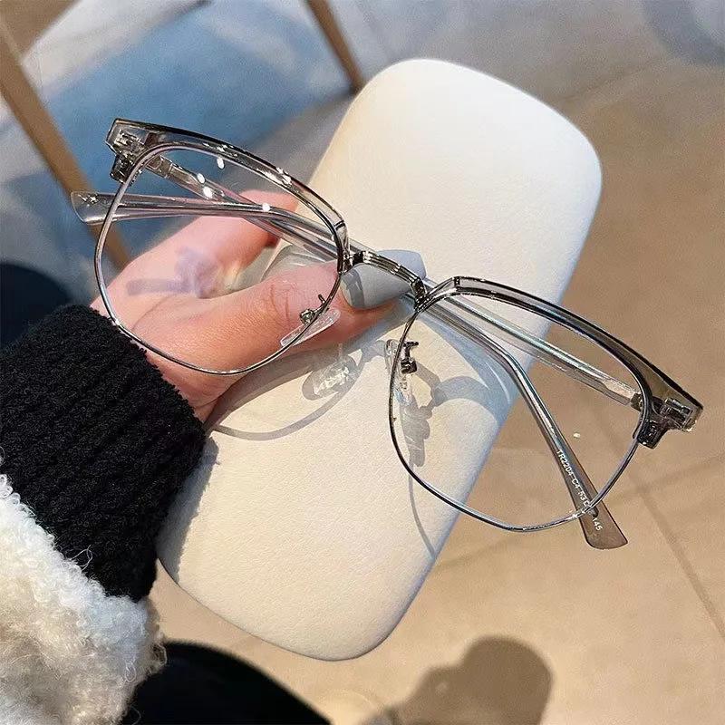 Mote Unisex Firkantede Enkle Briller For Menn Kvinner Metallinnfatning Briller Polygon Briller Skånsomme Svarte Anti Blått Lys Briller