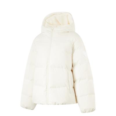 LiNing Sportowy Styl Życia Seria Bluza z Kapturem Krótki Nadruk Liter Długi Rękaw Zapinana na Zamek Kurtka Damska Off-White AYMU040-1