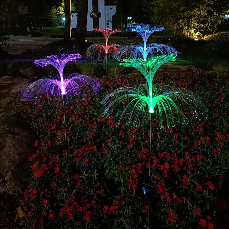 Cross-Border Solar LED Jellyfish Fiber Optic Outdoor Garden Light