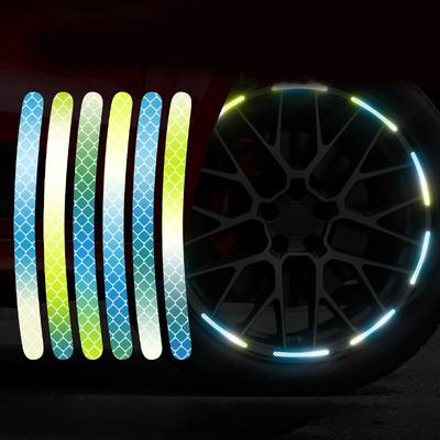 20 Stück Regenbogen Auto Rad Reflektierender Aufkleber Personalisierter Motorrad Elektrofahrrad Bunter Anti-Nachtlicht Dekorativer Aufkleber