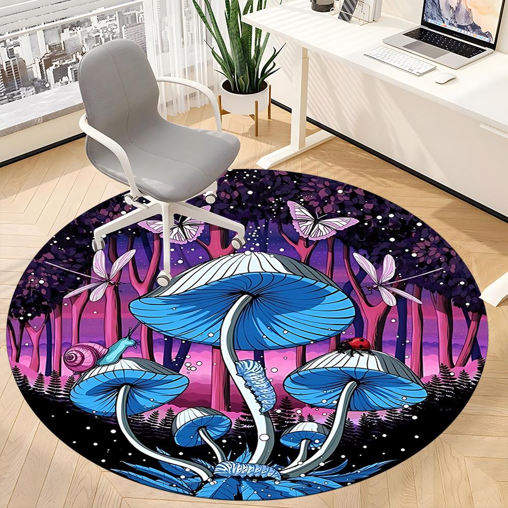1PC Fantasy Forest Office Round Area Rug, Mat Suitable For Office, Under Office Chairs Bedroom Living Room Home Decor, Room Deco