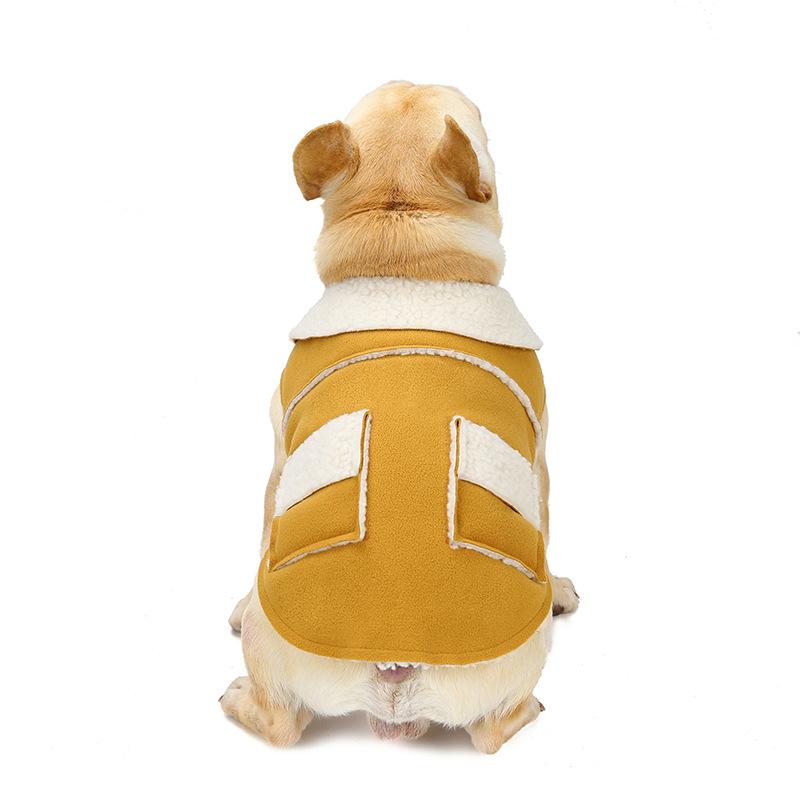 Autumn and winter pet clothes warm thick teddy magic bucket simple lapel dog cotton coat lamb coat dog clothes vest