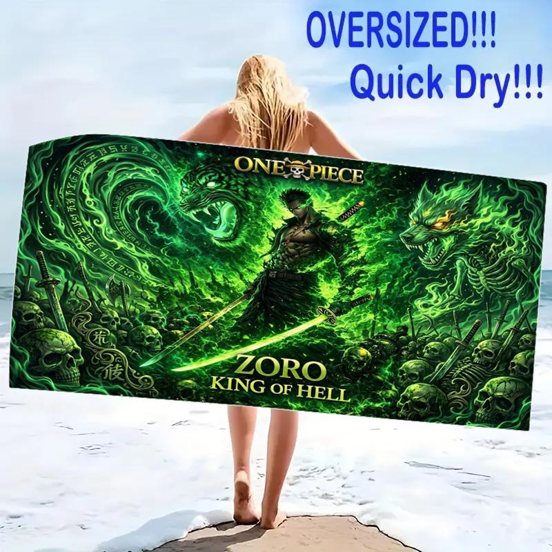 Roronoa Zoro Print Beach Towel, Large Soft Quick Dry Towel for Beach Camping Swimming