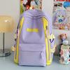 Nylon Backpack For Teens With Colorful Splicing And Letter Print For Daily Use