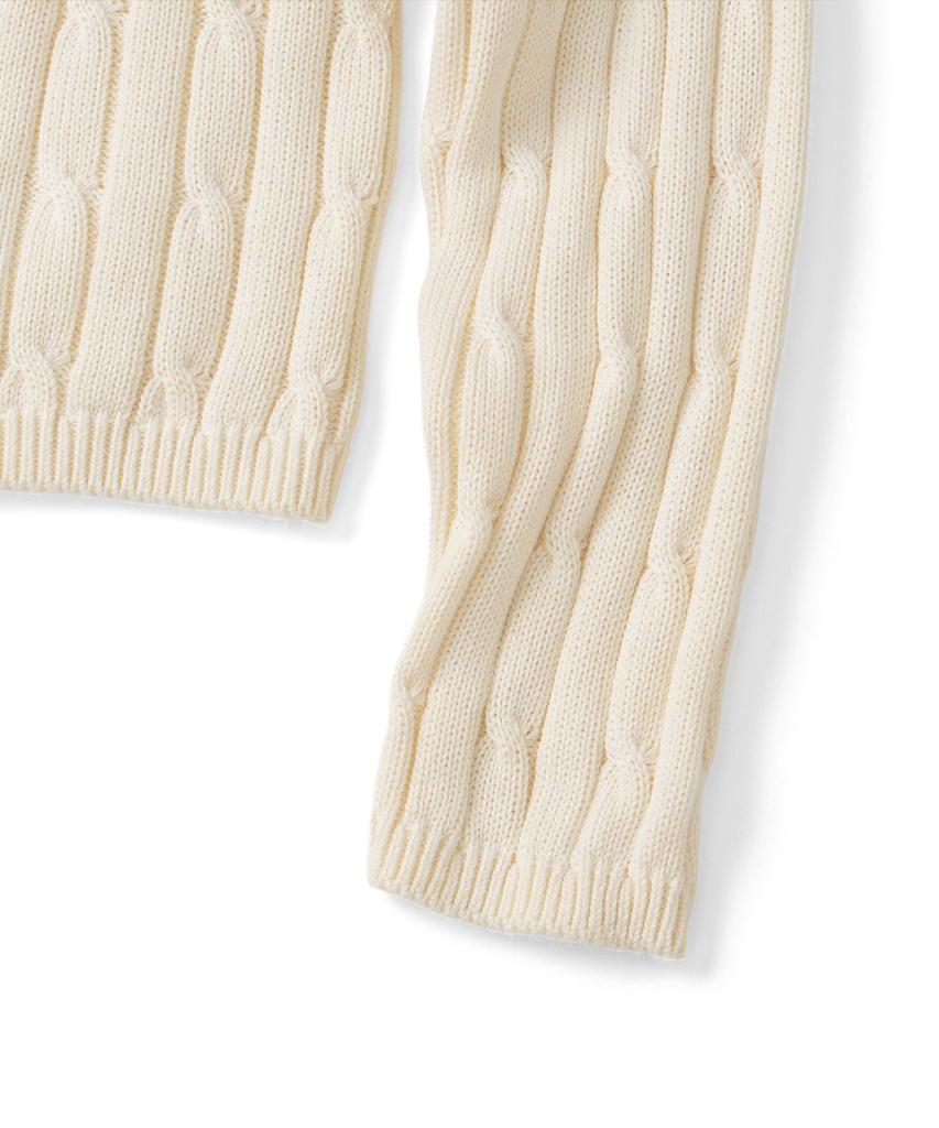 KNITTED Open Collar Pocket Cable Knit Cream