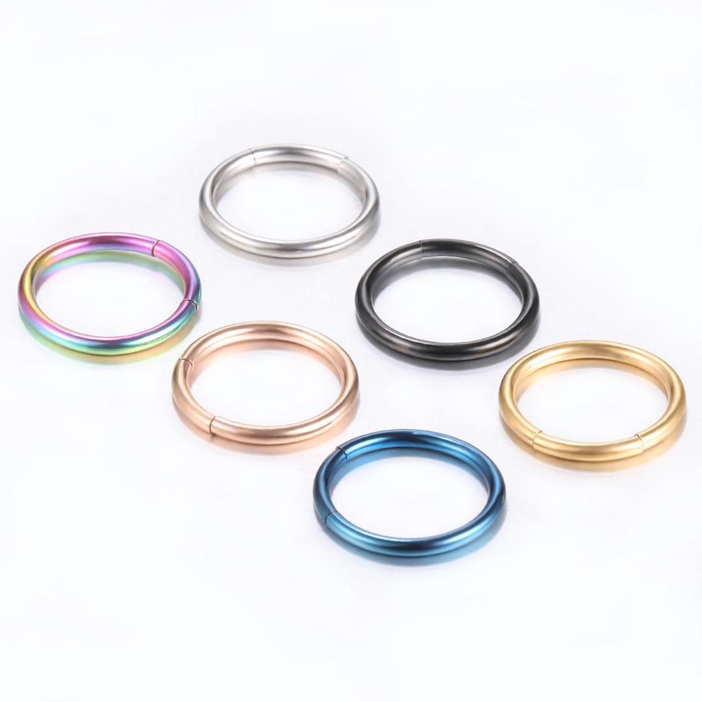 WISH Stainless Steel Multi-color Nose Ring Piercing Stud, Open & Removable, Multiple Sizes