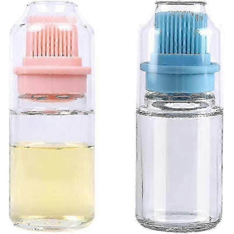 2 PCS 150ml Glass Oil Bottle with Silicone Brush, Pastry Brushes, Barbecue Brush, Oil Bottle Brush for Kitchen, Pastry, Barbecue