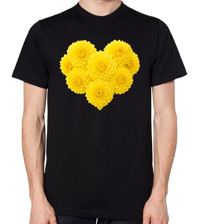 Dahlia Love Heart Flowers Unisex T-Shirt M